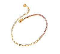 Design de cœur tendance réglable en acier inoxydable avec des accents robustes en oxyde de zirconium pour un usage quotidien avec des diamants comme un cœur en oxyde de zirconium, taille unique, Comme