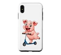 Design de Ferme de Dessin animé avec Un Cochon sur Un Scooter Coque pour iPhone XS Max