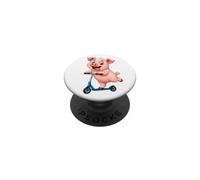 Design de Ferme de Dessin animé avec Un Cochon sur Un Scooter PopSockets PopGrip Adhésif