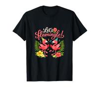 Design de fête Tropical Let's Flamingle Flamingo Pun T-Shirt