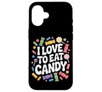 Design de friandises amusant « J'adore manger des bonbons » Coque pour iPhone 16