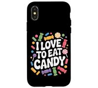 Design de friandises amusant « J'adore manger des bonbons » Coque pour iPhone X/XS
