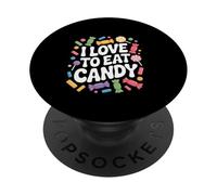 Design de friandises amusant « J'adore manger des bonbons » PopSockets PopGrip Adhésif