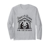 Design de la crèche de Noël Jésus est la Raison Manche Longue