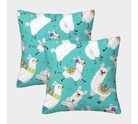 Design de Llama Mignon - Motif Animal Cartoon Housse Coussin 2 Pièces Art Taie d'oreiller Decoratif Taies d'oreiller pour Canapé LiterieCanapé 50x50cm