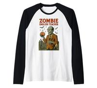 Design de mème d'halloween Amusant pour Professeur d'anglais Zombie Manche Raglan