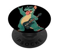 Design de Monstre Amusant pour Guitariste de Rock Dragon, rétro et Cool PopSockets PopGrip Adhésif