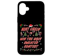 Design de Noël Le Plus susceptible de Gagner Le Concours de Pull Laid Coque pour iPhone 16 Plus