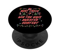 Design de Noël Le Plus susceptible de Gagner Le Concours de Pull Laid PopSockets PopGrip Adhésif