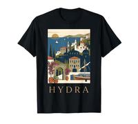 Design de Voyage rétro Vintage du Port côtier d'Hydra en Grèce T-Shirt