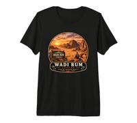 Design de Voyage Vintage au Coucher du Soleil dans Le Wadi Rum Jordan T-Shirt Haut de Gamme