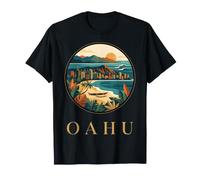 Design de Voyage Vintage sur l'île d'Oahu, Hawaï, Waikiki Beach T-Shirt