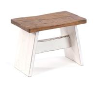 DESIGN DELIGHTS Banquette rustique Schemel - En acajou massif - 40 x 31 x 25 cm (l x H x P) - Repose-pieds décoratif en bois - Couleur : 06 blanc
