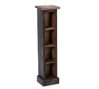 Design Delights Étagère à CD rustique en bois d’acajou massif - Dimensions (H x l x P) 76 x 15,5 x 16 cm - Étagère en bois avec 4 compartiments pour le rangement des CD