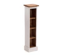 Design Delights Étagère à CD rustique en bois d’acajou massif - Dimensions (H x l x P) 76 x 15,5 x 16 cm - Étagère en bois avec 4 compartiments pour le rangement des CD