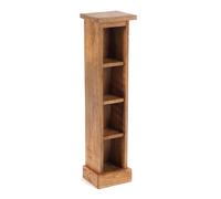 Design Delights Étagère à CD rustique en bois d’acajou massif - Dimensions (H x l x P) 76 x 15,5 x 16 cm - Étagère en bois avec 4 compartiments pour le rangement des CD