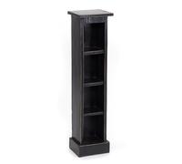 Design Delights Étagère à CD rustique en bois d’acajou massif - Dimensions (H x l x P) 76 x 15,5 x 16 cm - Étagère en bois avec 4 compartiments pour le rangement des CD