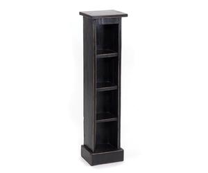 Design Delights Étagère à CD rustique en bois d’acajou massif - Dimensions (H x l x P) 76 x 15,5 x 16 cm - Étagère en bois avec 4 compartiments pour le rangement des CD