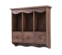 DESIGN DELIGHTS ÉTAGÈRE Murale Belle | avec tiroirs et Crochets, 62 cm, Bois dacajou | étagère de Cuisine, étagère Suspendue Vintage, Armoire Murale, étagère en Bois