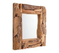 DESIGN DELIGHTS Miroir mural en bois de racine - Style vintage en teck et verre miroir - 50 x 50 cm