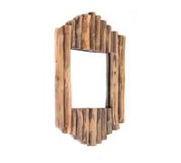 DESIGN DELIGHTS Miroir Mural Harmonica | Teck, 56x37 cm | Miroir en Teck, Miroir en Bois, Miroir en Bois flotté, Miroir avec des Branches, Miroir Naturel en Bois de Racine