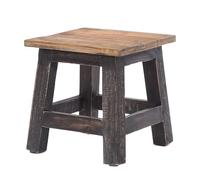 Design Delights Repose-pieds rustique vintage PALO | 27,5x26x26 cm (HxLxP), bois recy n acajou | Tabouret en bois, siège, table d’appoint, porte-fleurs | Couleur: 04 noir-naturel