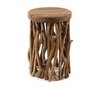 DESIGN DELIGHTS Table D'Appoint en Bois D'Acajou | 45x30 cm | Table Basse, de Téléphone, Tabouret en Bois de Racine, Tabouret pour Plantes