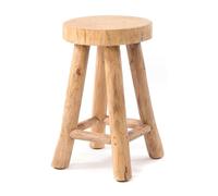 DESIGN DELIGHTS Tabouret en Bois Pinto | 50x30x30 cm, Bois de Teck | Tabouret Rustique, Tabouret dappoint, Tabouret Rond pour Plantes, pour Fleurs, Tabouret dassise