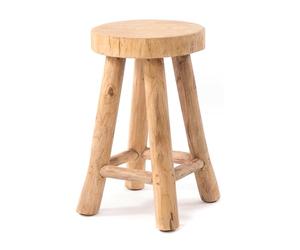 DESIGN DELIGHTS Tabouret en Bois Pinto | 50x30x30 cm, Bois de Teck | Tabouret Rustique, Tabouret dappoint, Tabouret Rond pour Plantes, pour Fleurs, Tabouret dassise