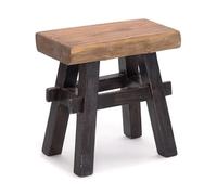 Design Delights Tabouret en bois rustique vintage 40" - Bois dur recyclé - Tabouret en bois massif - 43 x 45 x 27 cm (H x l x P) - Noir nature