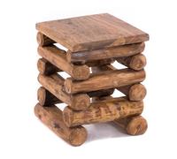 DESIGN DELIGHTS Tabouret en teck bloc 38 - 30 x 30 x 39 cm (l x p x h) - Bois de teck recyclé - Tabouret en bois massif - Tabouret pour plantes, table d'appoint - Couleur : 08 couleur miel