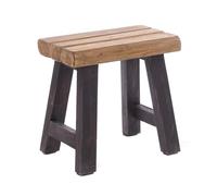 DESIGN DELIGHTS Tabouret vintage rustique - 41 x 42 x 24 cm (H x l x P) - Bois de teck - Tabouret pour plantes - Couleur : 04 noir naturel