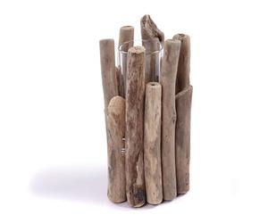 DESIGN DELIGHTS Vase Mira | Bois flotté, Verre, 22cm | Bois flotté Vase, Vase de Table Nature, Vase de Fleurs, Vase dherbe Artificielle, Cache-Pot, bougeoir, Chandelier