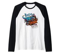 Design d'halloween Plus Fort et Plus Jurassic Park Manche Raglan
