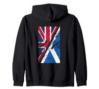 Design Distressé Union Jack et Écossais Audacieux Sweat à Capuche