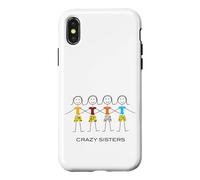 Design drôle Crazy Sisters, 4 Sisters Coque pour iPhone X/XS