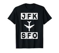Design du Code d'aéroport d'itinéraire d'avion JFK à SFO T-Shirt