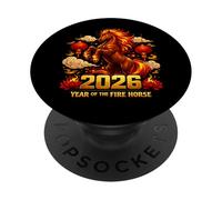 Design du Nouvel an du Zodiaque Chinois de l'année 2026 PopSockets PopGrip Adhésif