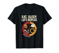 Design Eat Sleep Lift Repeat Gym Workout Haltérophilie T-Shirt