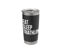 Design Eat Sleep pour triathlon, natation, vélo, course à pied et entraînement d'endurance Gobelet isotherme en acier inoxydable double paroi