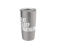 Design Eat Sleep pour triathlon, natation, vélo, course à pied et entraînement d'endurance Gobelet isotherme en acier inoxydable double paroi