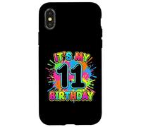 Design éclaboussures de Peinture pour 11e Anniversaire pour Enfants Filles garçons 11 Ans Coque pour iPhone X/XS