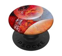 Design effet galaxie avec sphère rouge orange, espace artistique PopSockets PopGrip Adhésif