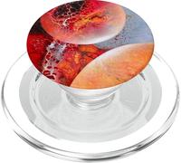 Design effet galaxie avec sphère rouge orange, espace artistique PopSockets PopGrip pour MagSafe