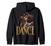 Design élégant de Couple de Danseurs avec Typographie dorée « Dance » Sweat à Capuche