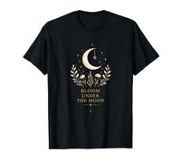 Design ésotérique avec Croissant de Lune, Fleurs, botanique céleste T-Shirt Graphique avec Valeur, Homme, Noir, L