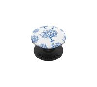 Design esthétique côtier Corail Marin en Bleu et Blanc PopSockets PopGrip Adhésif