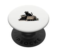 Design esthétique pour Amoureux du Livre de Chat Noir PopSockets PopGrip Adhésif