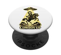 Design Extraterrestre Western drôle d'enlèvement d'ovnis par Un Cowboy up PopSockets PopGrip Adhésif