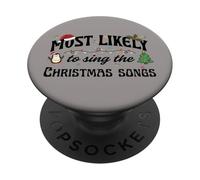 Design Festif des chansons de Noël Les Plus susceptibles de Chanter PopSockets PopGrip Adhésif